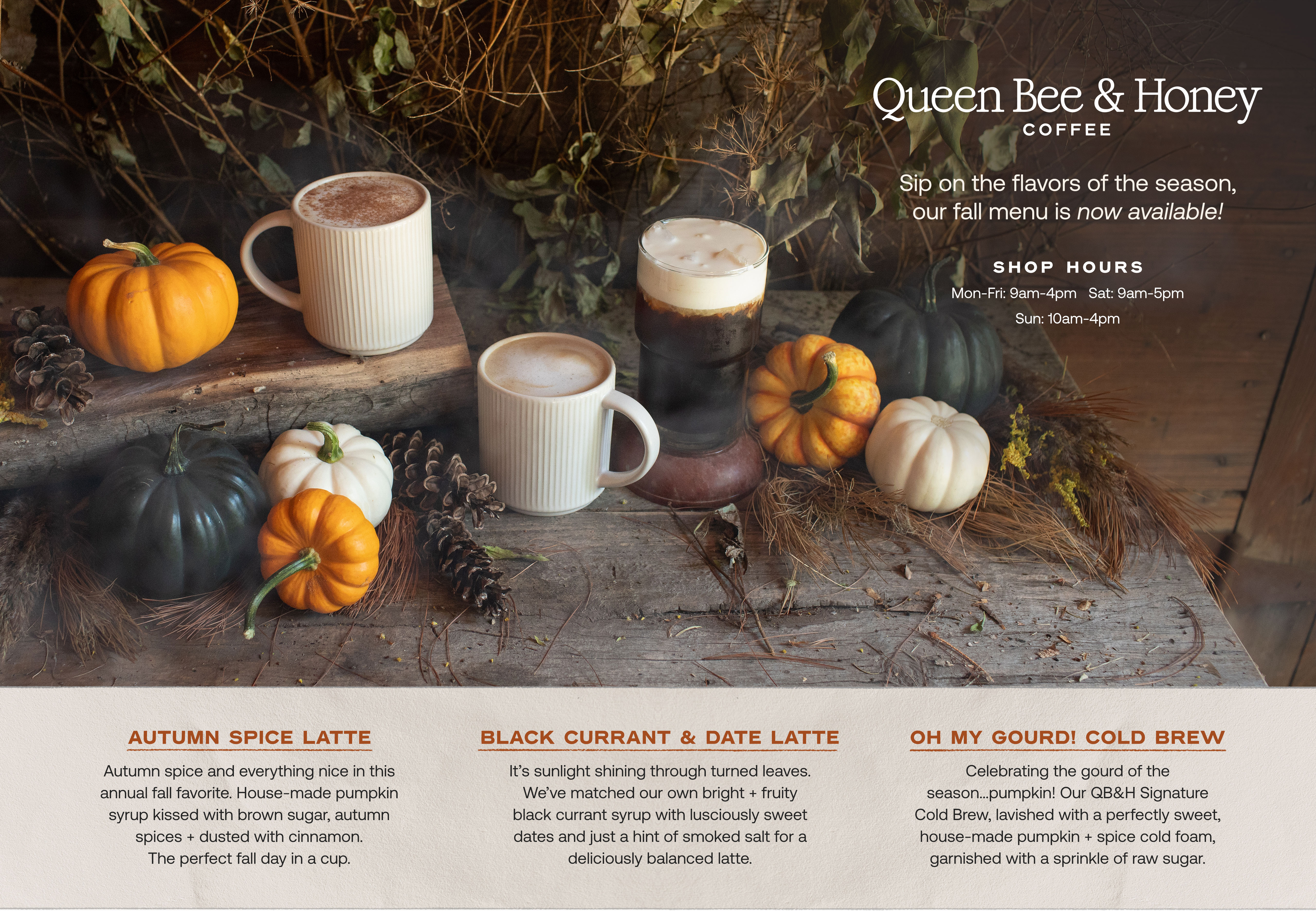 Queen Bee & Honey Coffee Fall Menu at Hoen's Garden Center
