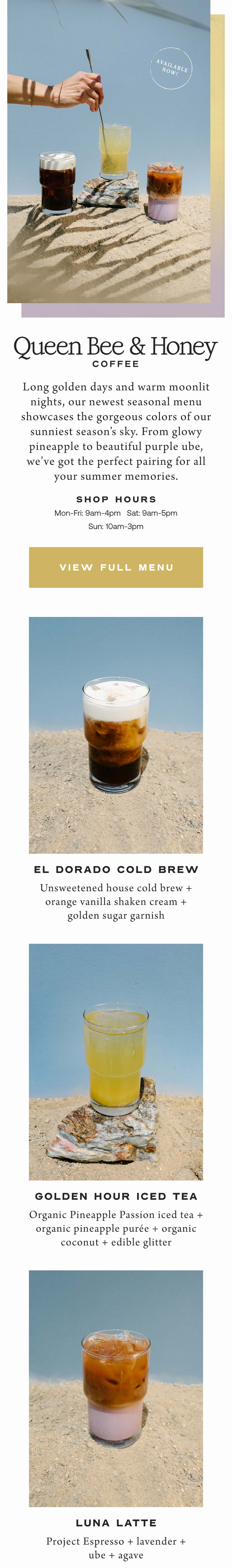 Queen Bee & Honey Coffee at Hoen's Garden Center